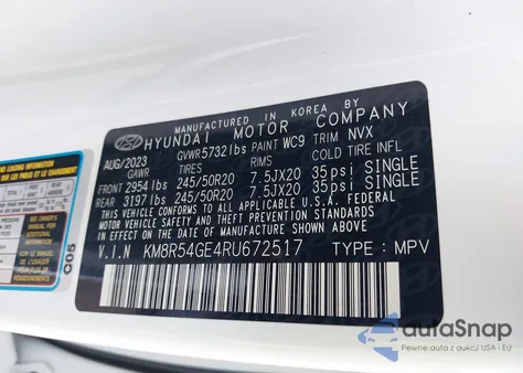 2024 Hyundai Palisade Limited z USA, uszkodzony, nr VIN KM8R54GE4RU672517